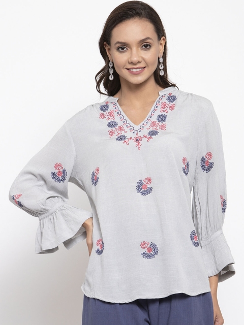 

Gipsy Women Grey Embroidered Tunic