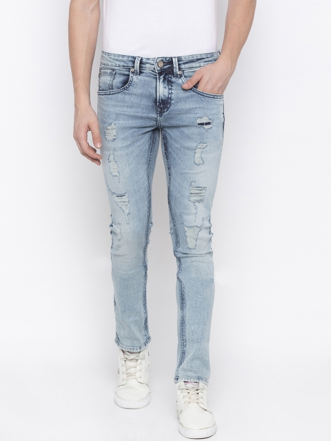 

SPYKAR Men Blue Skinny Fit Low-Rise Mildly Distressed Jeans