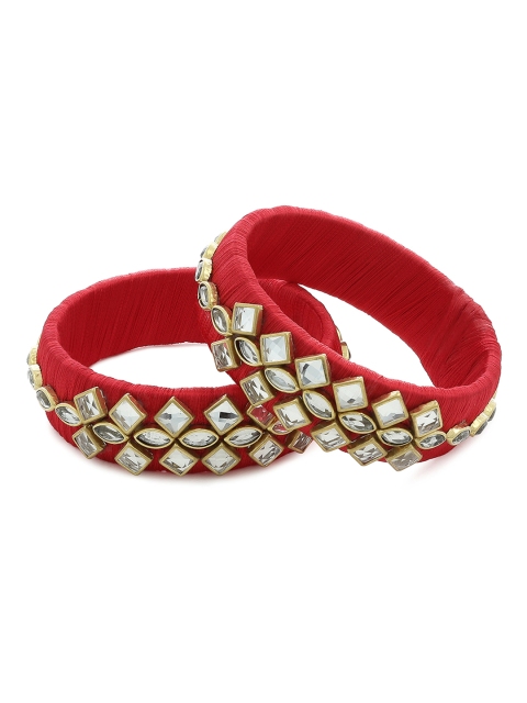 

AKSHARA Girls Set of 2 Red & White Stone-Studded Handcrafted Bangles
