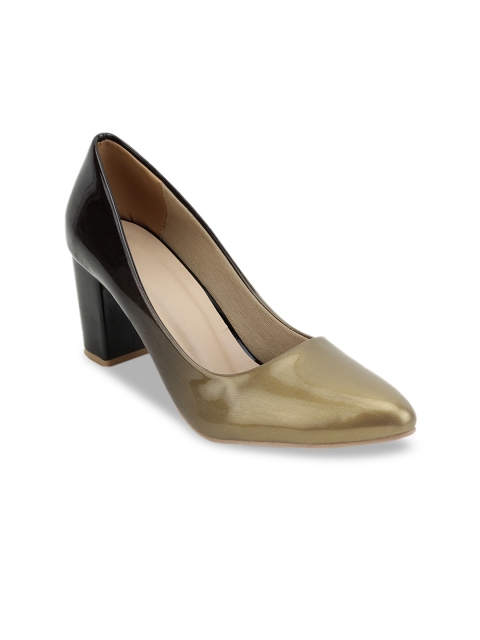 

SCENTRA Women Gold-Toned & Black Colourblocked Pumps