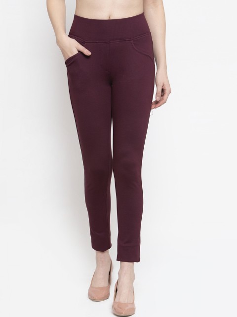 

Westwood Women Burgundy Solid Slim-Fit Treggings