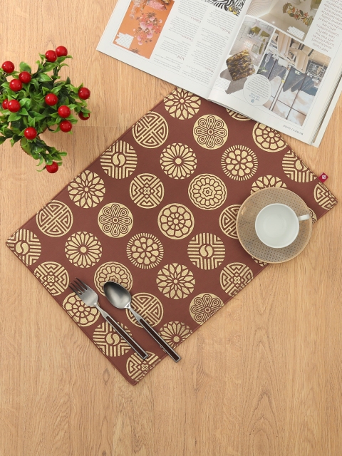

India Circus by Krsnaa Mehta Set of 6 Coffee Brown & Beige Chakra Motifs Table Placemats