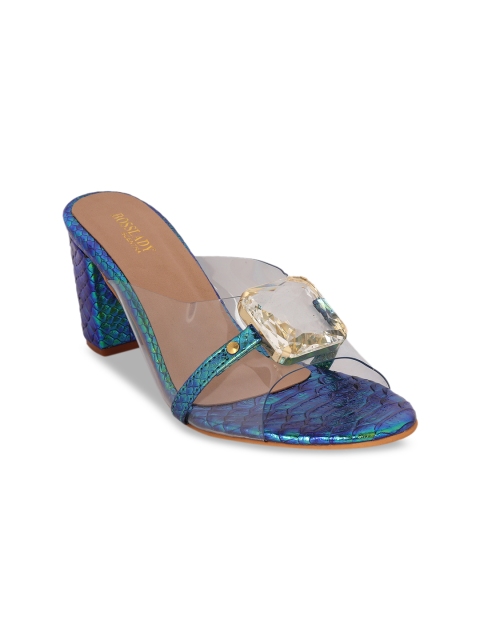

SCENTRA Women Blue Printed Block Heels
