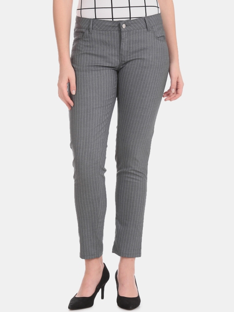 

Cherokee Women Grey Regular Fit Striped Regular Trousers