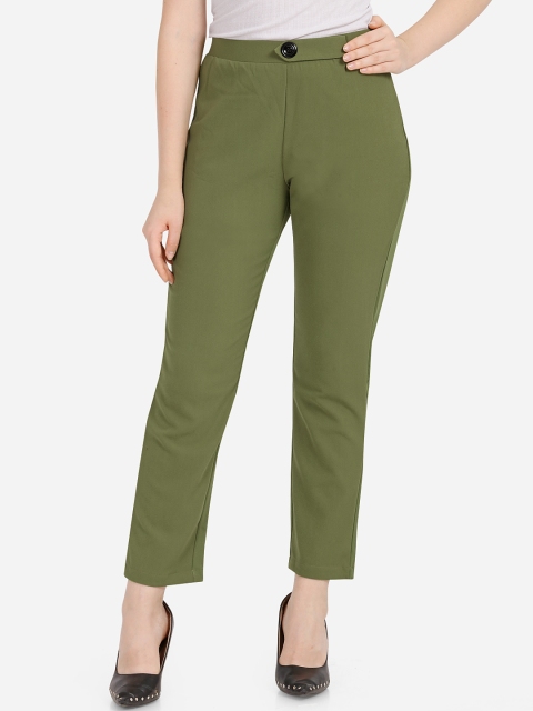 

Smarty Pants Women Green Solid Regular Trousers