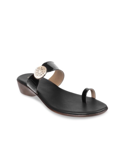 

Metro Women Black & Gold-Toned Embellished Block Heels