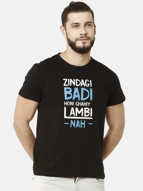 

ELEGANCE Men Black Printed Round Neck T-shirt