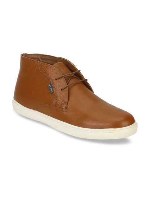 

Red Tape Men Tan Brown Solid Leather Mid-Top Sneakers