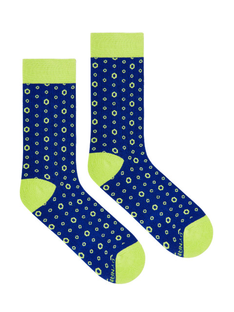 

Dynamocks Unisex Blue & Green Patterned Calf-Length Socks