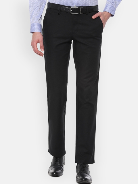 

Van Heusen Men Black Slim Fit Solid Formal Trousers