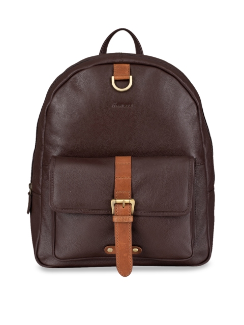 

MAI SOLI Men Brown Solid Leather Backpack