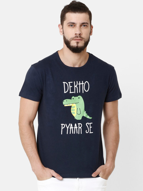 

ELEGANCE Men Navy Blue Printed Round Neck T-shirt