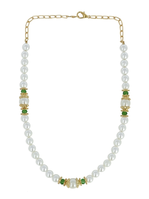 

AKSHARA Girls Green & White Synthetic Handcrafted Necklace
