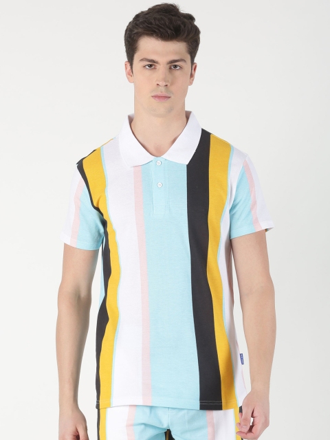 

Blue Saint Men Multicoloured Colourblocked Polo Collar T-shirt, Multi