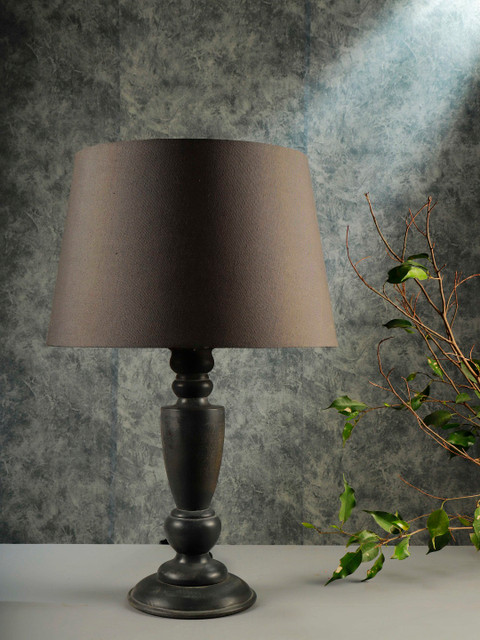 

Grated Ginger Grey Solid Bedside Table Lamp with Shade