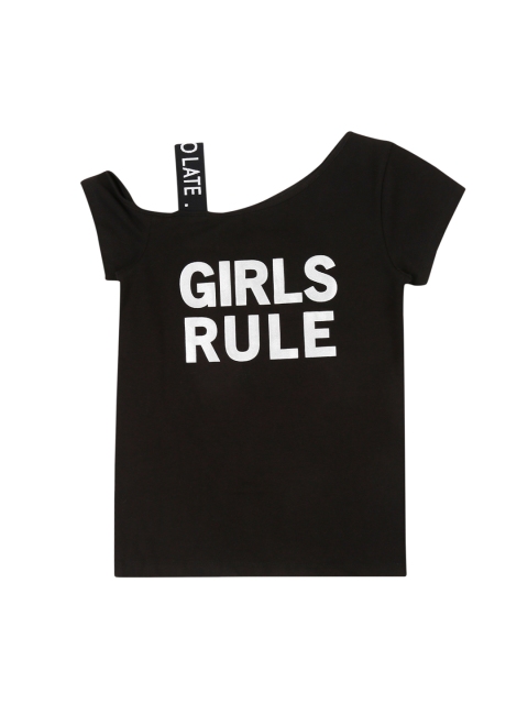 

Pantaloons Junior Girls Black Printed Round Neck T-shirt