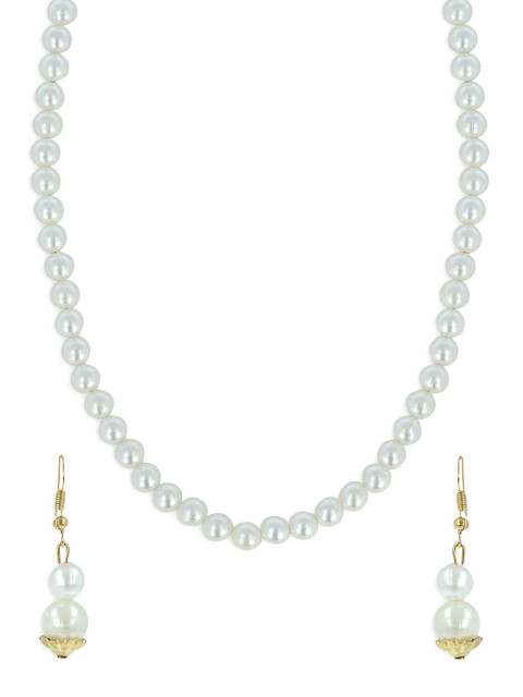 

AKSHARA Girls White & Gold-Toned Stone-Studded Handcrafted Beaded Jewellery Set