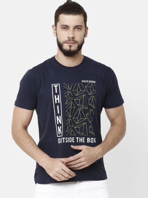 

ELEGANCE Men Navy Blue Printed Round Neck T-shirt