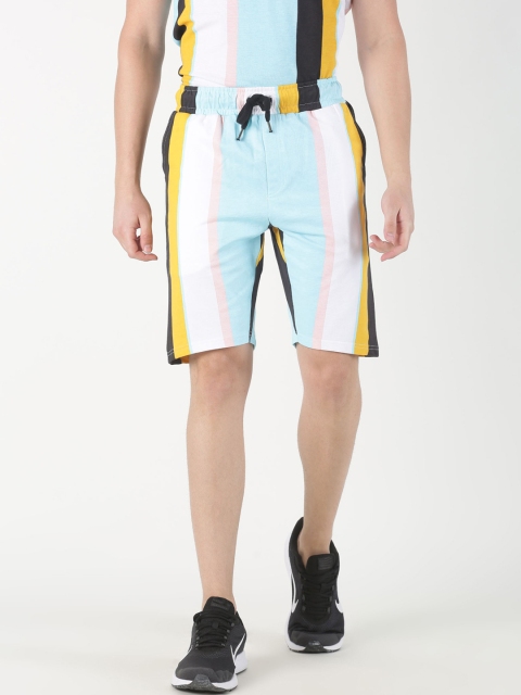

Blue Saint Men Blue Striped Slim Fit Regular Shorts