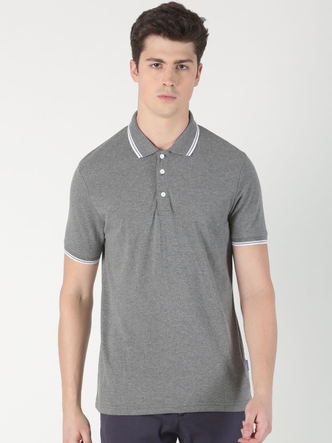 

Blue Saint Men Grey Solid Polo Collar T-shirt