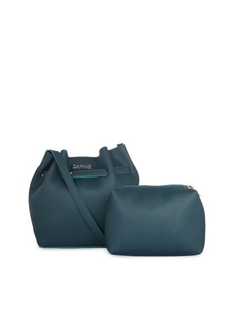 

Daphne Teal Green Solid Tote Bag With Pouch