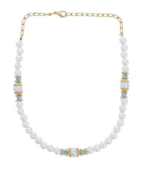 

AKSHARA Girls White & Blue Synthetic Handcrafted Necklace
