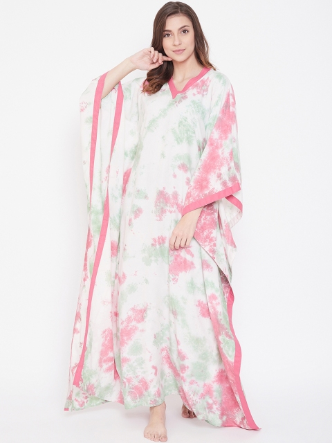 

The Kaftan Company Pink & White Printed Nightdress