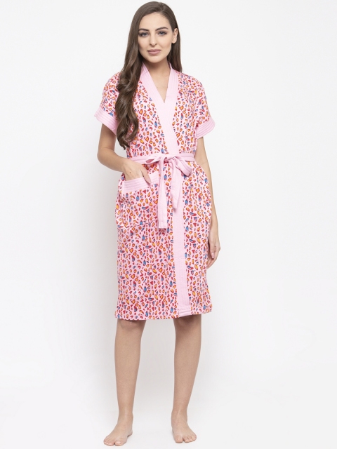 

Secret Wish Women Pink & Red Printed Bath Robe