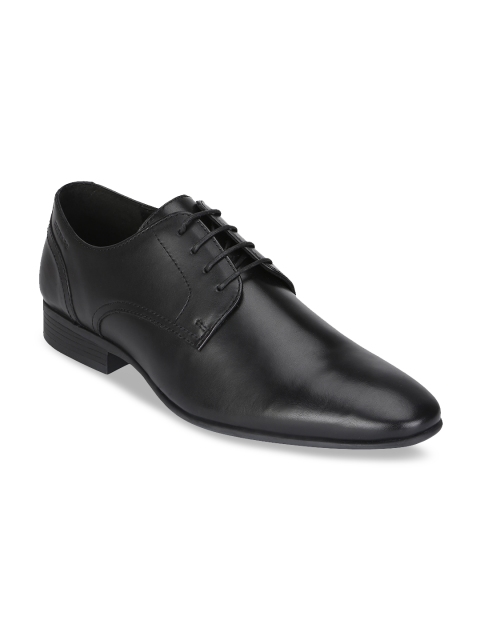 

Red Tape Men Black Solid Leather Formal Derbys