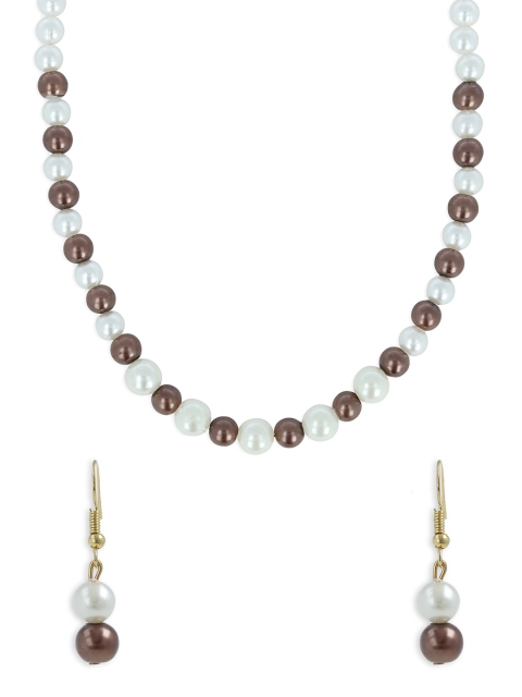 

AKSHARA Girls White & Brown Beaded Handcrafted Jewellery Set