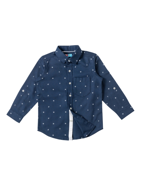 

Kid Studio Boys Navy Blue Comfort Regular Fit Printed Casual Shirt