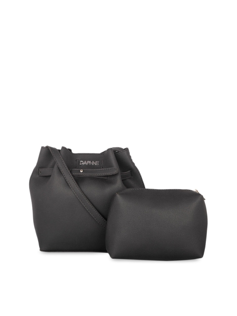 

Daphne Black Solid Tote Bag with Pouch