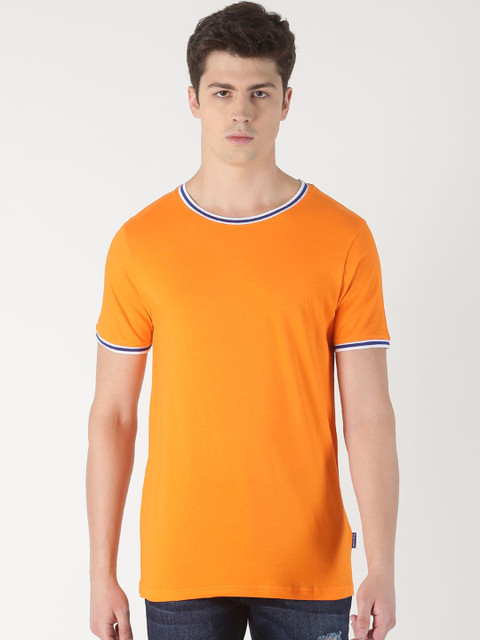 

Blue Saint Men Orange Solid Round Neck T-shirt