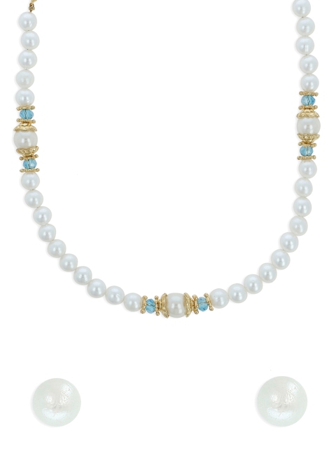 

AKSHARA Girls White & Blue Beaded Handcrafted Jewellery Set