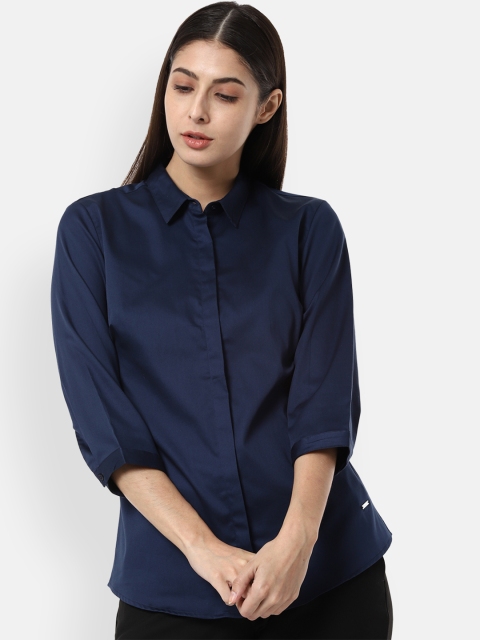 

Van Heusen Woman Navy Blue Regular Fit Solid Formal Shirt