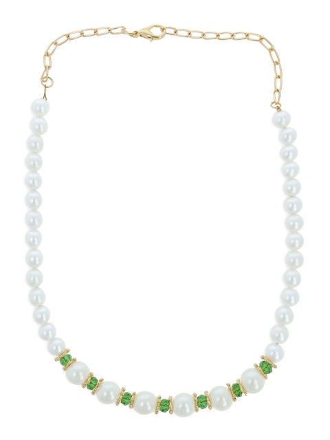 

AKSHARA Girls Green & White Synthetic Handcrafted Necklace