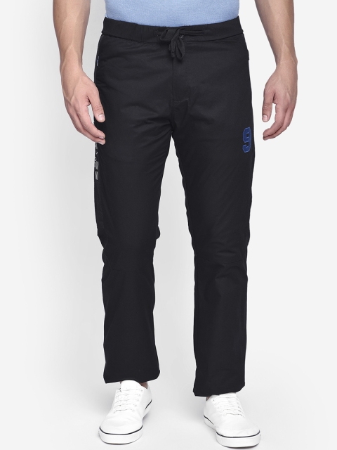 

beevee Men Black Solid Straight-Fit Track Pants