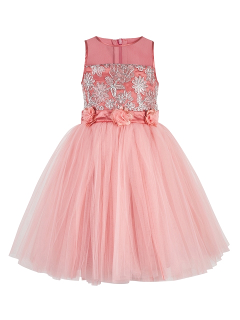 

Toy Balloon kids Girls Peach-Coloured Embroidered Fit and Flare Dress