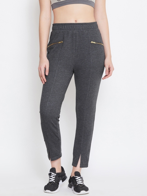 

PERFKT-U Women Charcoal Grey Solid Slim-Fit Track Pants