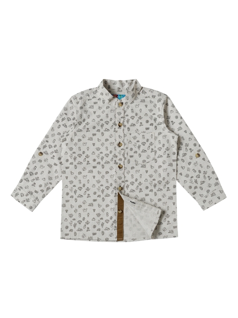 

Kid Studio Boys Beige & Black Regular Fit Printed Casual Shirt