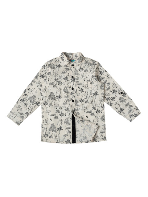 

Kid Studio Boys Cream-Coloured & Black Regular Fit Printed Casual Shirt