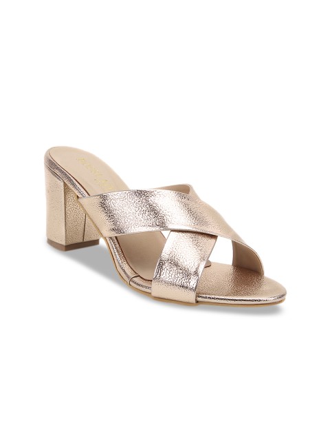 

SCENTRA Women Gold-Toned Solid Sandals