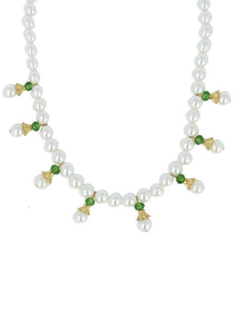 

AKSHARA Girls Green & White Synthetic Handcrafted Necklace