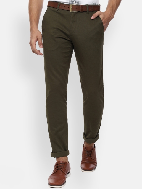 

Van Heusen Sport Men Olive Green Slim Fit Solid Formal Trousers
