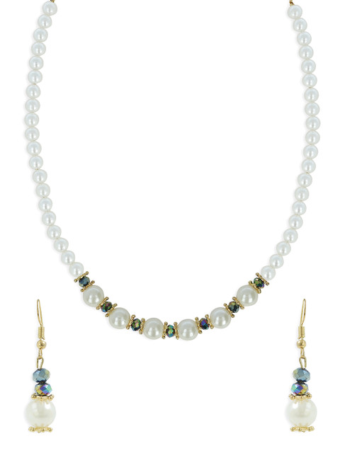 

AKSHARA Girls Stone-Studded Handcrafted Beaded Jewellery Set, White