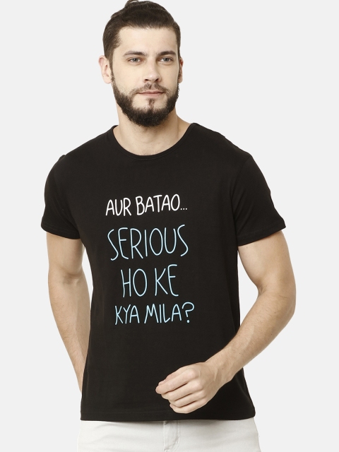 

ELEGANCE Men Black Printed Round Neck T-shirt