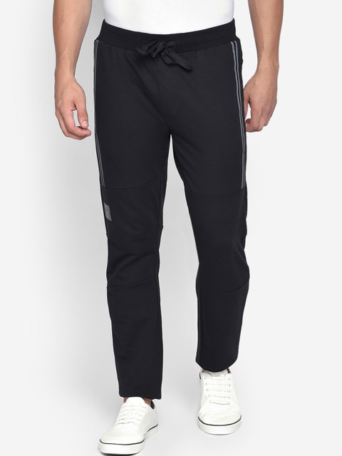 

beevee Men Black Solid Straight-Fit Track Pants