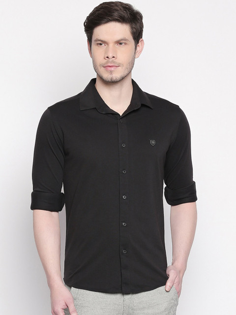 

Mufti Men Black Slim Fit Solid Casual Shirt