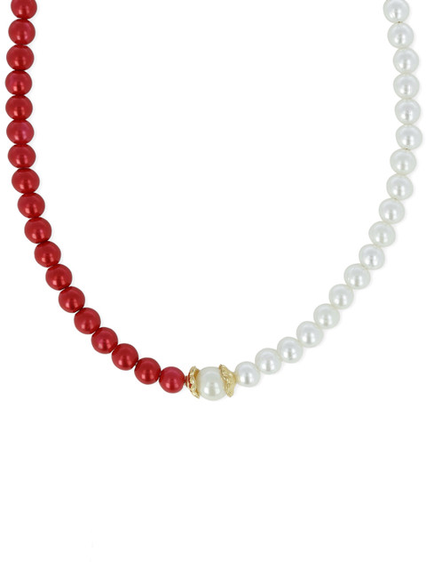 

AKSHARA Girls Red & White Synthetic Handcrafted Necklace