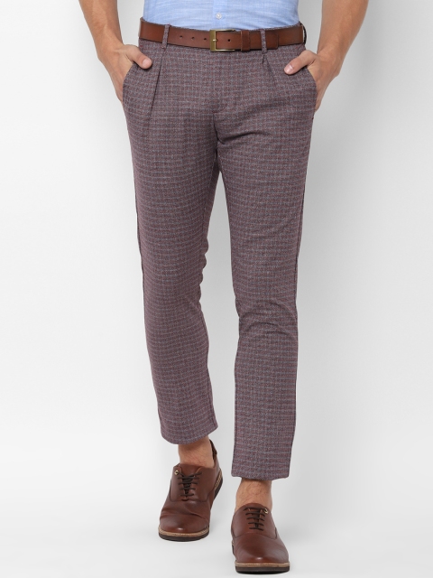 

Allen Solly Men Red & Grey Slim Fit Checked Formal Trousers